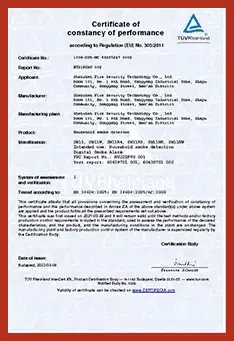 Certificação CE EN14604 da TÜV