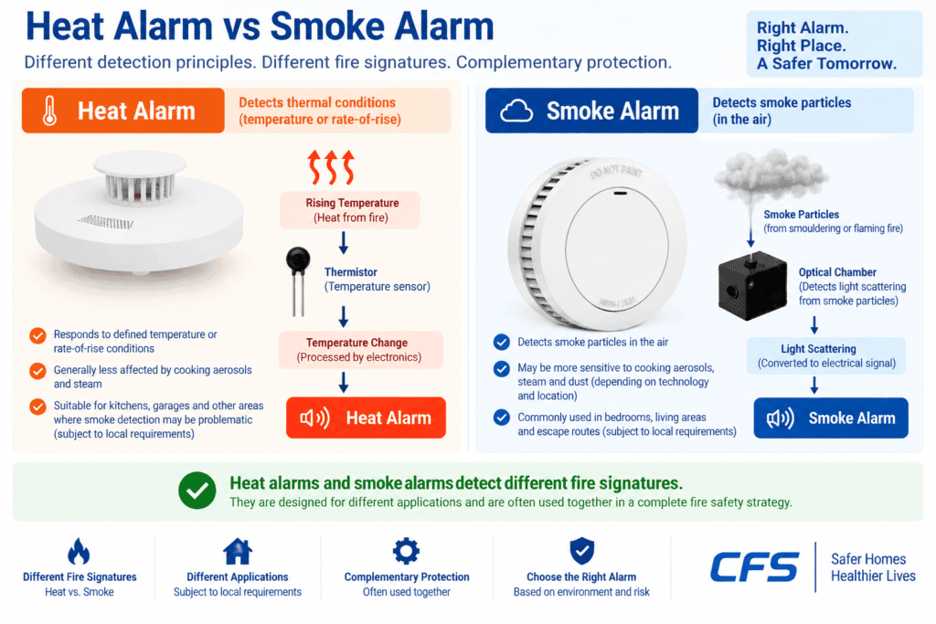 Heat Alarm vs Smoke Alarm Manufacture CFS