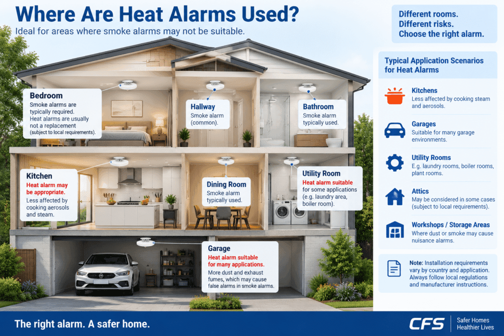 Manufacture CFS Heat Alarms install locationManufacture CFS Heat Alarms install location