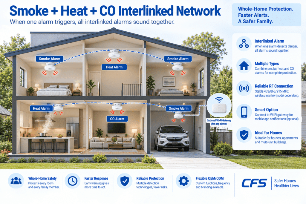Manufacturer CFS Smoke + Heat + CO Alarm Interconnected