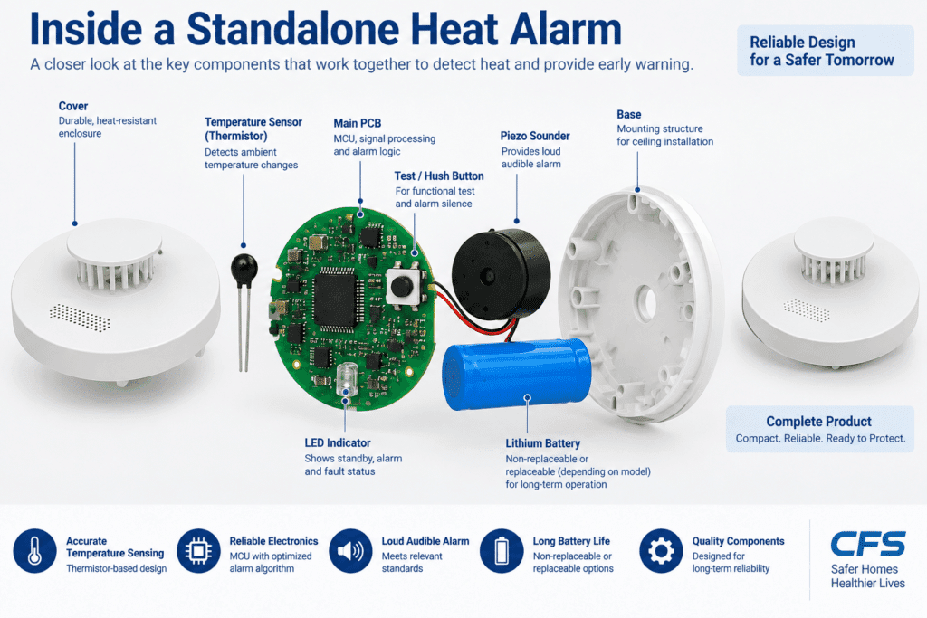 Standalone Heat Alarm factory CFS HD11R Exploded View